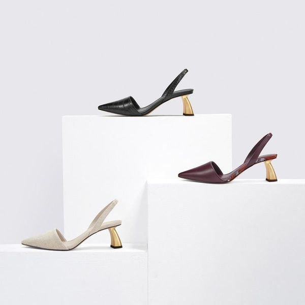 dress shoes summer metal profiled heel ladies pointed high heels baotou thick sandals shallow mouth women's women, Black
dress shoes summer metal profiled heel ladies pointed high heels baotou thick sandals shallow mouth women's women, Black