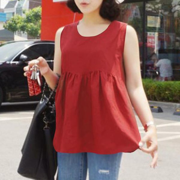 women's blouses & shirts elegant solid tank summer 2022 casual sleeveless pleated blusa female o neck tunic chemise, White
women's blouses & shirts elegant solid tank summer 2022 casual sleeveless pleated blusa female o neck tunic chemise, White
