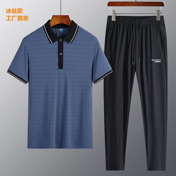 men's tracksuits suit summer ice silk trousers lapel t-shirt middle-aged and elderly shirt dad short sleeve 2021 style, Gray
men's tracksuits suit summer ice silk trousers lapel t-shirt middle-aged and elderly shirt dad short sleeve 2021 style, Gray