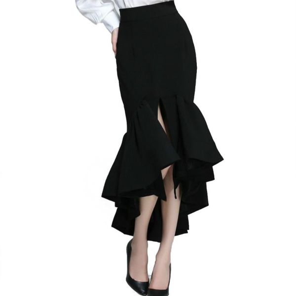 skirts fashion women's retro 2021 spring long trumpet ruffles slim black white party female elegant skirt saia
skirts fashion women's retro 2021 spring long trumpet ruffles slim black white party female elegant skirt saia