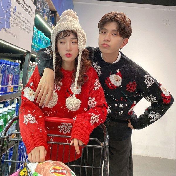 men's sweaters sweater and women's matching autumn winter wild 2021 korean version loose ins christmas knitted bottoming shirt, White;black
men's sweaters sweater and women's matching autumn winter wild 2021 korean version loose ins christmas knitted bottoming shirt, White;black