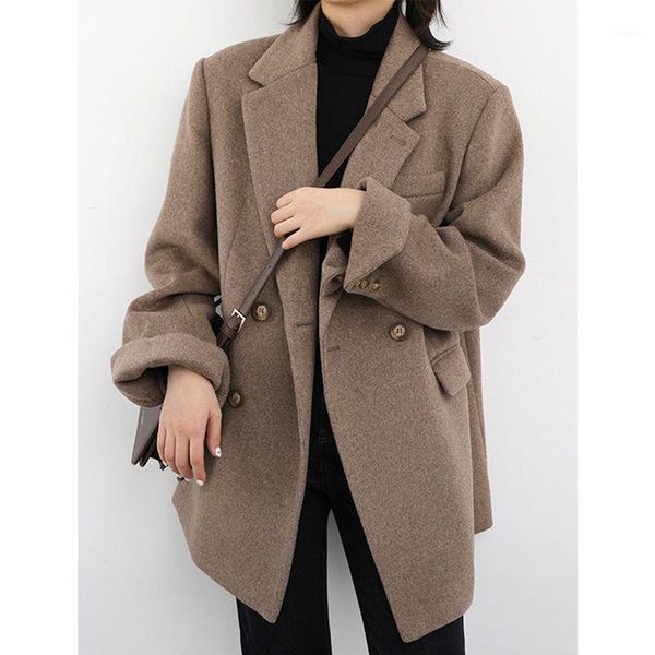 women's suits & blazers casual loose wool jacket coats women female long sleeve autumn winter midi blend woolen elegant office, White;black
women's suits & blazers casual loose wool jacket coats women female long sleeve autumn winter midi blend woolen elegant office, White;black