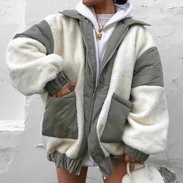 women's jackets bbwm 2021 autumn women turn-down collar zipper loose pockets coat fashion ladies patchwork lamb wool female chic outwea, Black;brown
women's jackets bbwm 2021 autumn women turn-down collar zipper loose pockets coat fashion ladies patchwork lamb wool female chic outwea, Black;brown