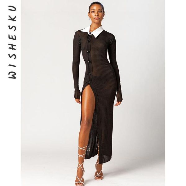 casual dresses women whiter lapel long sleeve black shirts dress transparent single breasted skinny maxi 2021 fall gothic party robe, Black;gray
casual dresses women whiter lapel long sleeve black shirts dress transparent single breasted skinny maxi 2021 fall gothic party robe, Black;gray