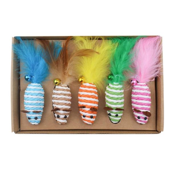 cat toys 5 styles/set pet funny stick wand feather bell ball sisal little mouse toy supplies random colors 
cat toys 5 styles/set pet funny stick wand feather bell ball sisal little mouse toy supplies random colors