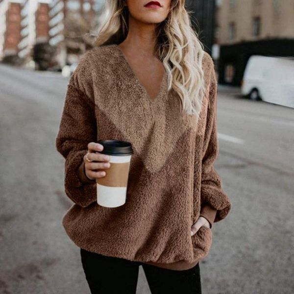 women's hoodies & sweatshirts faux fur fluffy solid patchwork autumn winter sweatshirt women casual pullovers v-neck streetwear, Black
women's hoodies & sweatshirts faux fur fluffy solid patchwork autumn winter sweatshirt women casual pullovers v-neck streetwear, Black