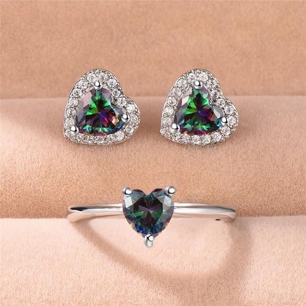 earrings & necklace korean style female colorful ring jewelry set mystery rainbow heart stud sets for women, Silver
earrings & necklace korean style female colorful ring jewelry set mystery rainbow heart stud sets for women, Silver