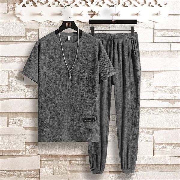 two piece summer ice silk mens tracksuits casual sports suit korean short sleeve t shirt capris fashion jacket tracksuit men, Gray
two piece summer ice silk mens tracksuits casual sports suit korean short sleeve t shirt capris fashion jacket tracksuit men, Gray
