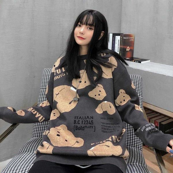 women's sweaters kawaii cartoon beheaded bear couple sweater women autumn winter harajuku long oversized knitted pullovers jumper, White;black
women's sweaters kawaii cartoon beheaded bear couple sweater women autumn winter harajuku long oversized knitted pullovers jumper, White;black