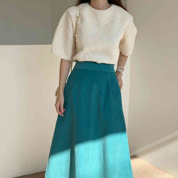 two piece dress onalippa autumn women sets french all-match round neck faux lamb wool short-sleeved corduroy high-waist a-line skirt chmx, White
two piece dress onalippa autumn women sets french all-match round neck faux lamb wool short-sleeved corduroy high-waist a-line skirt chmx, White
