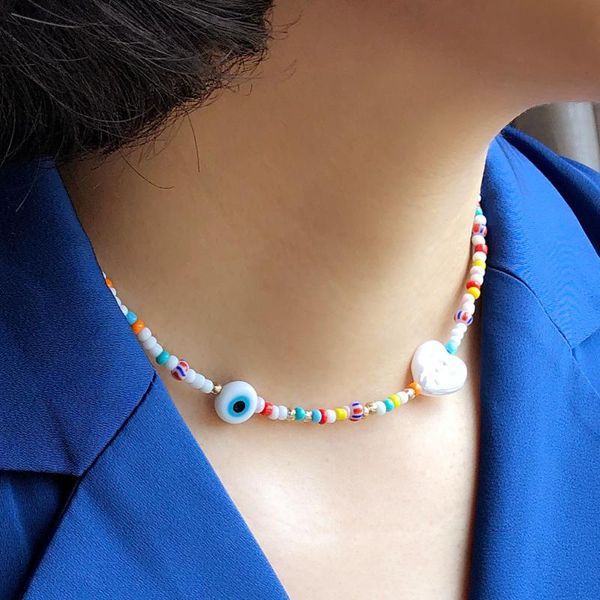 chokers bohemia rainbow seed beads choker necklace for women boho evil eye love pearl sweet colorful collar fashion jewelry m3238, Golden;silver
chokers bohemia rainbow seed beads choker necklace for women boho evil eye love pearl sweet colorful collar fashion jewelry m3238, Golden;silver