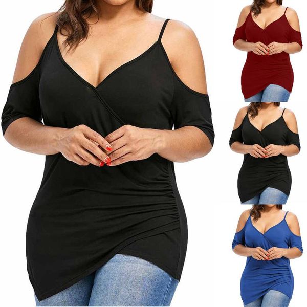 fashion womens plus size off-shoulder small sling t-shirt v-neck solid color irregular casual loose xl-5xl women's, White
fashion womens plus size off-shoulder small sling t-shirt v-neck solid color irregular casual loose xl-5xl women's, White