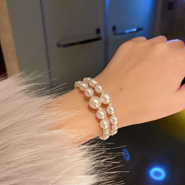 korean fashion luxury double layer bracelet french style elegant pearls shining rhinestone wedding jewelry 2021 charm bracelets, Golden;silver
korean fashion luxury double layer bracelet french style elegant pearls shining rhinestone wedding jewelry 2021 charm bracelets, Golden;silver