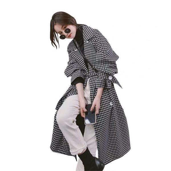women's trench coats fashion houndstooth windbreaker mid-length 2021 spring autumn korean style loose waist coat f1026, Tan;black
women's trench coats fashion houndstooth windbreaker mid-length 2021 spring autumn korean style loose waist coat f1026, Tan;black