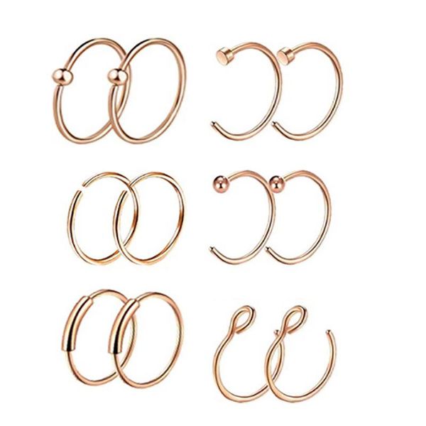 other 12pcs/set body jewelry rose gold silver stainless steel fake nose hoop ring stud punk style piercing, Slivery;golden
other 12pcs/set body jewelry rose gold silver stainless steel fake nose hoop ring stud punk style piercing, Slivery;golden