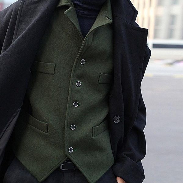 men's vests suit vest navy green wool lapel collar formal gentleman jacket groom waistcoat for wedding wear clothing men, Black;white
men's vests suit vest navy green wool lapel collar formal gentleman jacket groom waistcoat for wedding wear clothing men, Black;white
