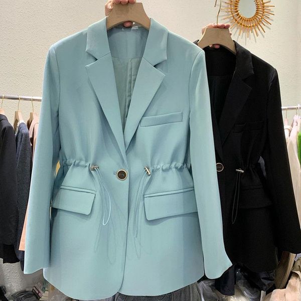 women's suits & blazers autumn jacket office ladies elegant 2021 slim drawstring waist casual solid single breasted female, White;black
women's suits & blazers autumn jacket office ladies elegant 2021 slim drawstring waist casual solid single breasted female, White;black