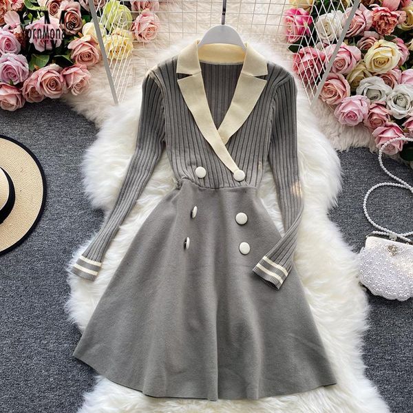 casual dresses yornmona good quality comfy knitted women dress brand fashion double-breasted elegant notched sweater ladies office, Black;gray
casual dresses yornmona good quality comfy knitted women dress brand fashion double-breasted elegant notched sweater ladies office, Black;gray