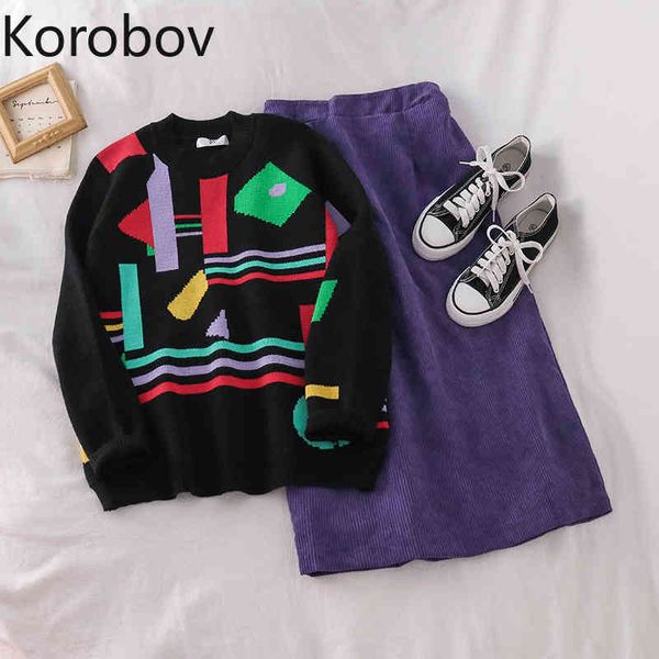 korobov women korean 2 pieces sets o neck long sleeve hit color sweatshirt and high waist solid a-line skirts female outfits set 210430, White
korobov women korean 2 pieces sets o neck long sleeve hit color sweatshirt and high waist solid a-line skirts female outfits set 210430, White