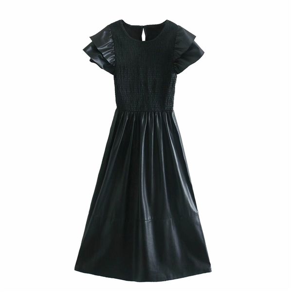elegant women faux leather dresses fashion lady butterfly sleeve streetwear female o-neck long girl chic 210427, Black;gray
elegant women faux leather dresses fashion lady butterfly sleeve streetwear female o-neck long girl chic 210427, Black;gray