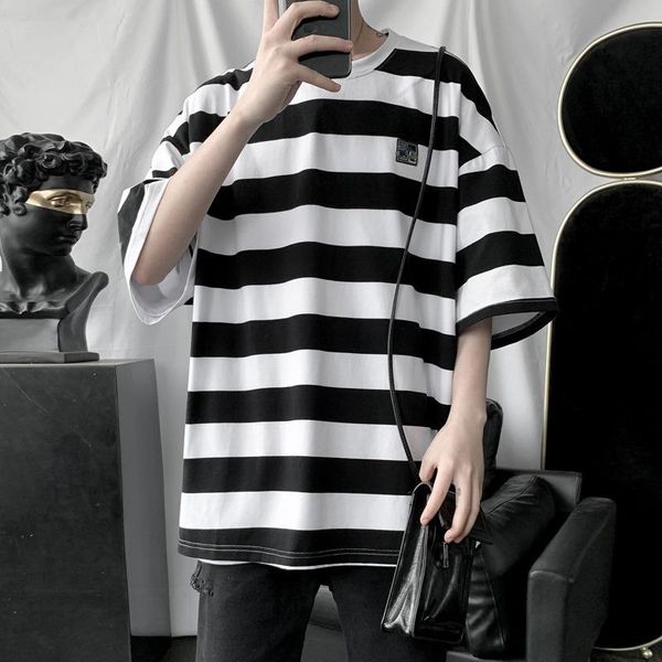 men's t-shirts men short sleeve striped trendy loose korean style all-match mens vintage o-neck couples oversize fashion bf summer, White;black
men's t-shirts men short sleeve striped trendy loose korean style all-match mens vintage o-neck couples oversize fashion bf summer, White;black