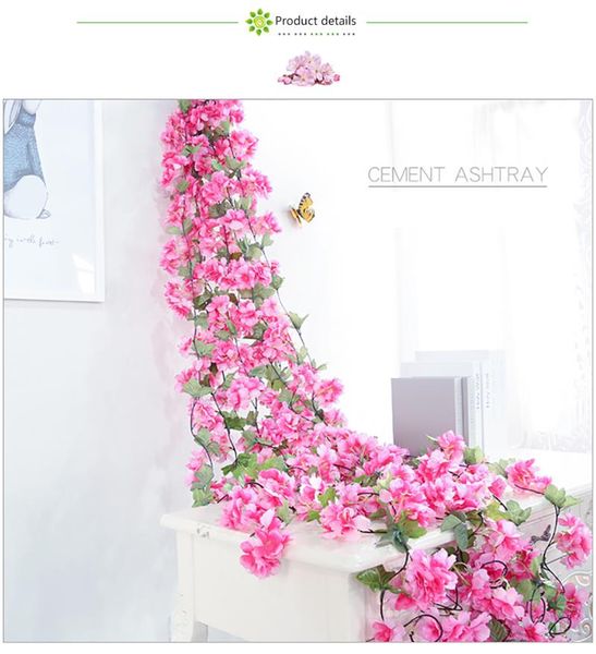 luyue 11pcs/lot artificial cherry flower vines wedding hanging fake silk blossoms simulation rose rattan colorfu decorative flowers & wreath
luyue 11pcs/lot artificial cherry flower vines wedding hanging fake silk blossoms simulation rose rattan colorfu decorative flowers & wreath