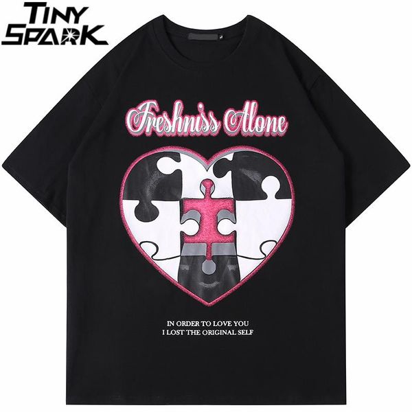 men's t-shirts 2021 men streetwear oversize t-shirt hip hop heart puzzle letter print t shirt harajuku cotton loose short sleeve tshirt, White;black
men's t-shirts 2021 men streetwear oversize t-shirt hip hop heart puzzle letter print t shirt harajuku cotton loose short sleeve tshirt, White;black