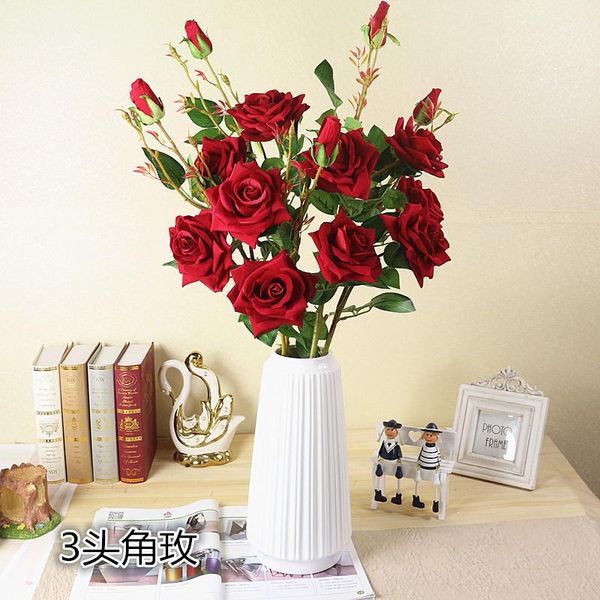 decorative flowers & wreaths 6pcs/pack artificial flower 3-head rose fake realistic blossom floral bridal wedding bouquet home garden party
decorative flowers & wreaths 6pcs/pack artificial flower 3-head rose fake realistic blossom floral bridal wedding bouquet home garden party