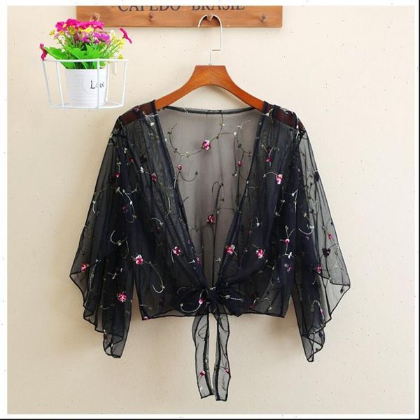 fashion casual full women shirts long sleeve cover up floral beach style summer mesh short cardigan, White
fashion casual full women shirts long sleeve cover up floral beach style summer mesh short cardigan, White