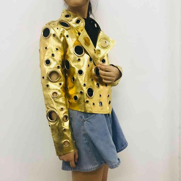 golden rivet ring of women plutonium hollow out leather street trendsetters fall short female jacket long sleeve loose neck nork, Black
golden rivet ring of women plutonium hollow out leather street trendsetters fall short female jacket long sleeve loose neck nork, Black