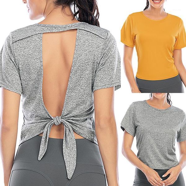 yoga outfit backless tie bow knot t shirt women gym fitness blouse quick dry running short sleeve back hollow sportswear
yoga outfit backless tie bow knot t shirt women gym fitness blouse quick dry running short sleeve back hollow sportswear