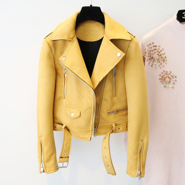 spring women soft suede leather motorcycle jacket turn-down collar female short coats black pink army green punk outerwear 210513
spring women soft suede leather motorcycle jacket turn-down collar female short coats black pink army green punk outerwear 210513