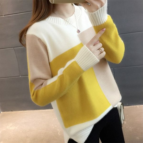 women color block pullover sweater autumn winter new fashion large size round neck knitted female long sleeve jumper s-2xl, White;black
women color block pullover sweater autumn winter new fashion large size round neck knitted female long sleeve jumper s-2xl, White;black