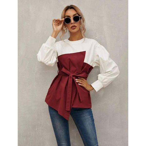 women's blouses & shirts elegant ol blouse for women o-neck long sleeve bandage bow color matching shirt 2021 fashion back button irreg, White
women's blouses & shirts elegant ol blouse for women o-neck long sleeve bandage bow color matching shirt 2021 fashion back button irreg, White