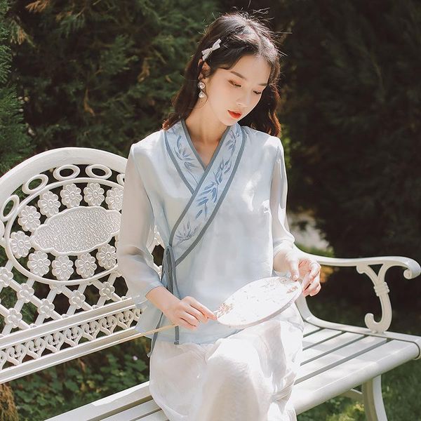 ethnic clothing chinese traditional for women v-neck long sleeve ladies cotton shirt summer thin vintage hanfu cosplay female 2021, Red
ethnic clothing chinese traditional for women v-neck long sleeve ladies cotton shirt summer thin vintage hanfu cosplay female 2021, Red