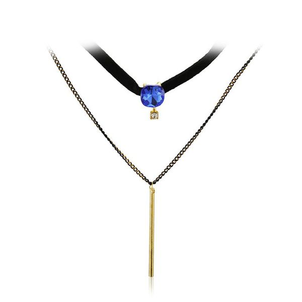 personality simple double-deck sapphire necklace genuine leather cord chain black double tassel necklaces for women jewelry chokers, Golden;silver
personality simple double-deck sapphire necklace genuine leather cord chain black double tassel necklaces for women jewelry chokers, Golden;silver