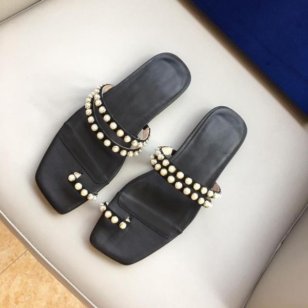 slippers shoes women casual classic genuine leather string bead square toe zapatos de mujer, Black
slippers shoes women casual classic genuine leather string bead square toe zapatos de mujer, Black