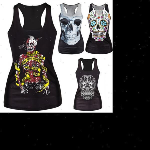 women tanks tank black vest 3d print ribs skull bone knitted horror, White 
women tanks tank black vest 3d print ribs skull bone knitted horror, White