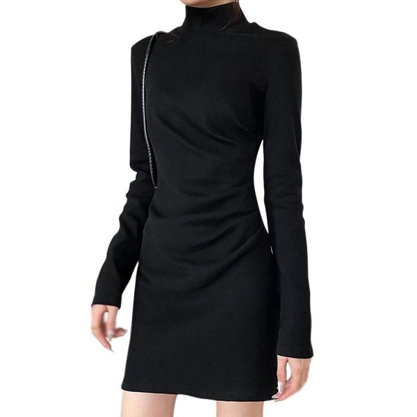 elegant ladies classic contrast dress women's fashion turtleneck solid slim long sleeved bodycon party vestido de mujer casual dresses, Black;gray
elegant ladies classic contrast dress women's fashion turtleneck solid slim long sleeved bodycon party vestido de mujer casual dresses, Black;gray