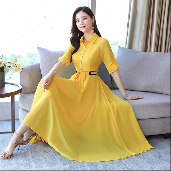 autumn women dress arrival plus size 3xl elegant solid color turn down collar woman chiffon long, Black;gray
autumn women dress arrival plus size 3xl elegant solid color turn down collar woman chiffon long, Black;gray