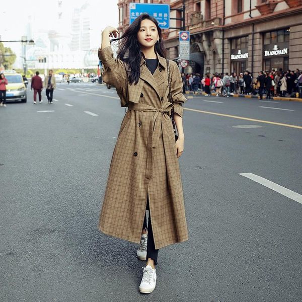 women's trench coats women coat plaid long double-breasted duster for lady oversize loose outerwear spring fall clothes, Tan;black
women's trench coats women coat plaid long double-breasted duster for lady oversize loose outerwear spring fall clothes, Tan;black