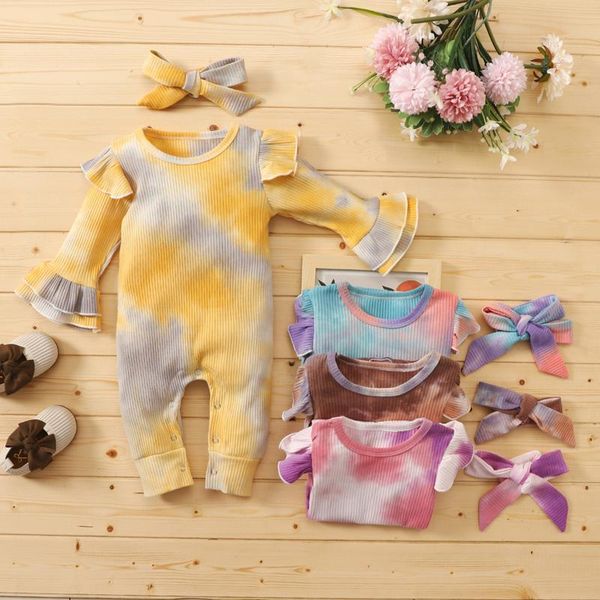 born infant baby girls flare sleeve tie-dye print jumpsuit romper+headbands clothes spring autumn long sleeved 2021 jumpsuits, Blue
born infant baby girls flare sleeve tie-dye print jumpsuit romper+headbands clothes spring autumn long sleeved 2021 jumpsuits, Blue