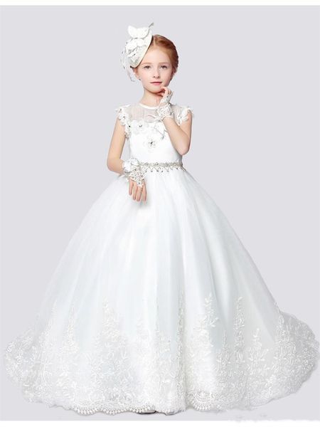 new princess flower girl dresses with train for wedding little girls kids/child dress party pageant first communion, White;blue
new princess flower girl dresses with train for wedding little girls kids/child dress party pageant first communion, White;blue