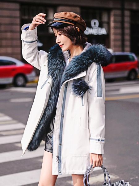 women's fur & faux real coat female natural parka winter jacket collar long jackets for women overcoat, Black
women's fur & faux real coat female natural parka winter jacket collar long jackets for women overcoat, Black