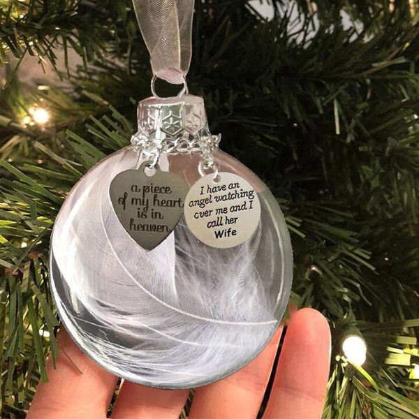 christmas decorations 1pc feather heart shape a piece of my is in heave memorial ornament dad pendant bauble home 2021
christmas decorations 1pc feather heart shape a piece of my is in heave memorial ornament dad pendant bauble home 2021