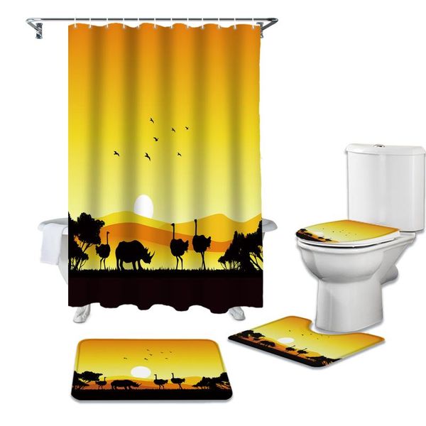 african sunset ostrich rhinoceros silhouette shower curtain sets rugs toilet lid cover and bath mat waterproof bathroom curtains
african sunset ostrich rhinoceros silhouette shower curtain sets rugs toilet lid cover and bath mat waterproof bathroom curtains