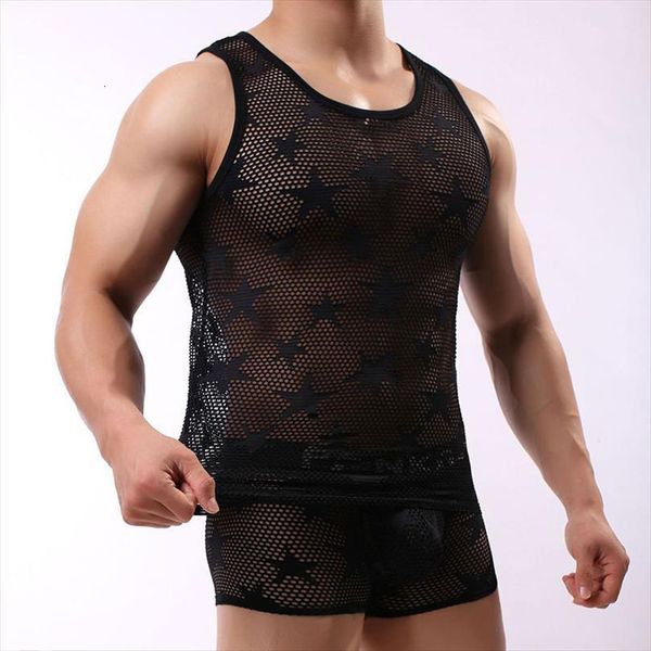 summer men mesh tank sleeveless mens see through breathable casual homewear vests pajamas plus size, White;black
summer men mesh tank sleeveless mens see through breathable casual homewear vests pajamas plus size, White;black