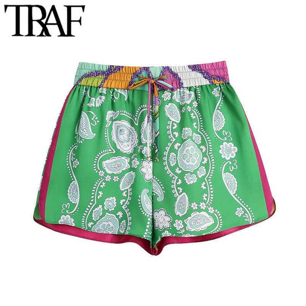 traf women chic fashion patchwork printed shorts vintage high elastic waist with drawstring female short pants mujer 210611, White;black
traf women chic fashion patchwork printed shorts vintage high elastic waist with drawstring female short pants mujer 210611, White;black