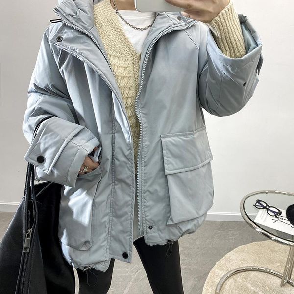 women's down & parkas 2021 winter korean hooded puffer jacket long zipper warm cotton coat loose profile outerwear female 08086, Black
women's down & parkas 2021 winter korean hooded puffer jacket long zipper warm cotton coat loose profile outerwear female 08086, Black