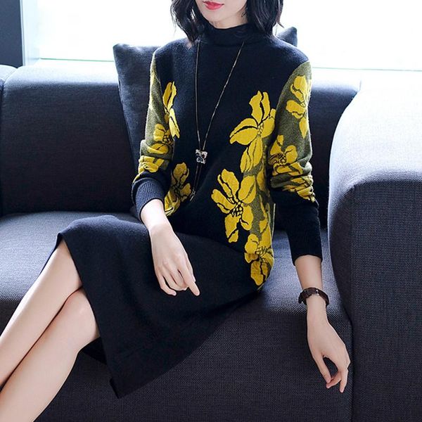 floral women winter turtleneck sweaters dress female elegant knitting knee-length vintage dresses party casual, Black;gray
floral women winter turtleneck sweaters dress female elegant knitting knee-length vintage dresses party casual, Black;gray